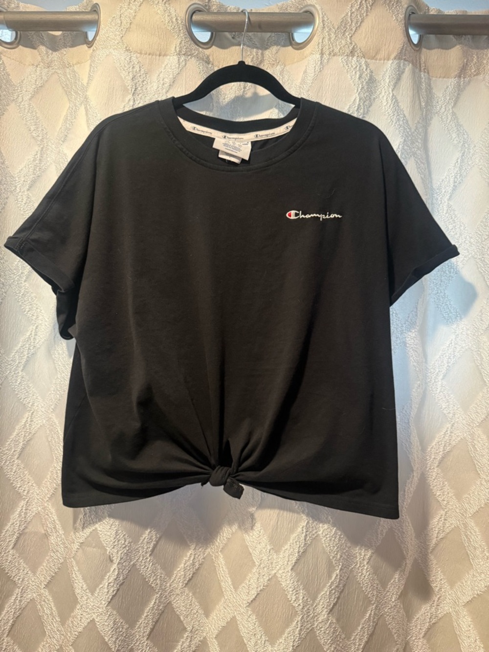 Champion Black Short-Sleeve Knot Front Tee